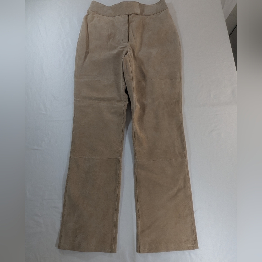 Massini Women's Tan Genuine Suede Leather Pants Size 10 - Picture 2 of 14